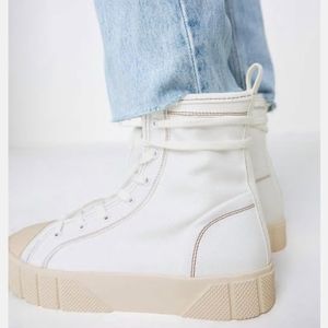 Zara White & Cream High Top Sneakers
